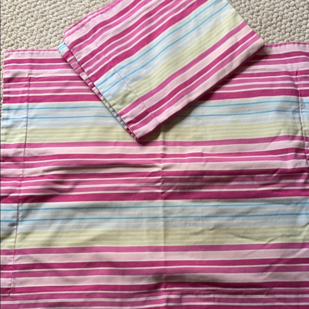 2 pottery barn teen striped standard shams